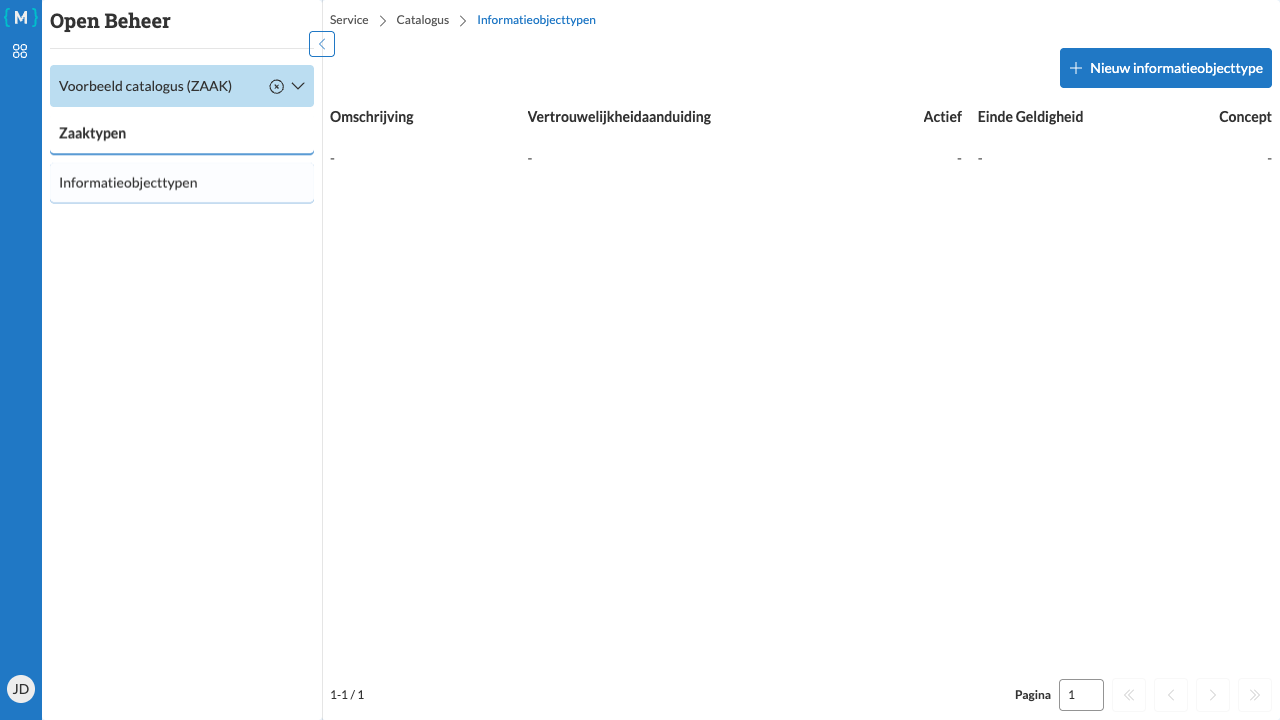 Informatieobjecttypen overzicht tabel