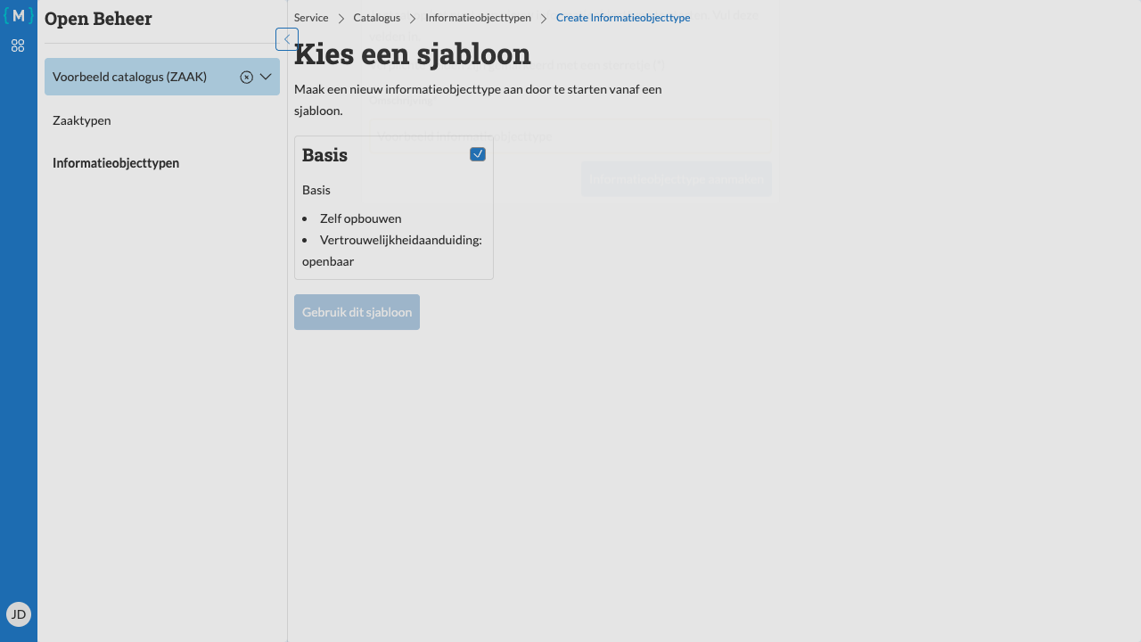 Nieuw informatieobjecttype aanmaken