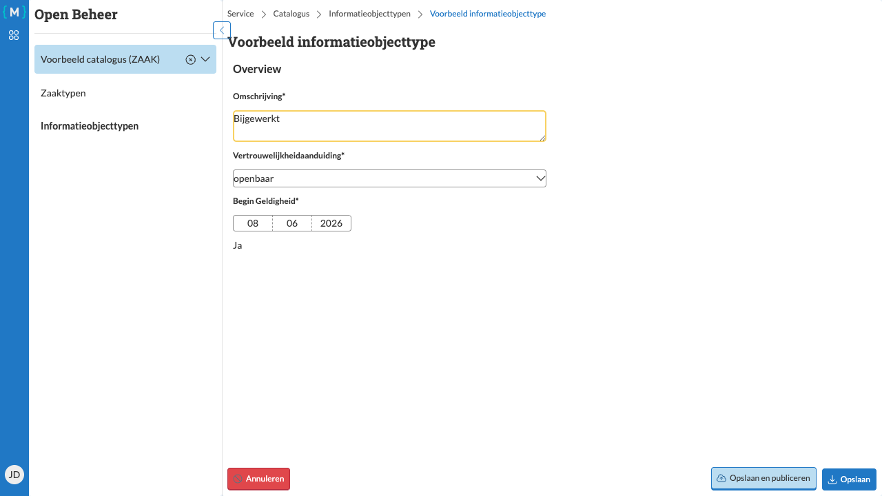 Informatieobjecttype bewerken