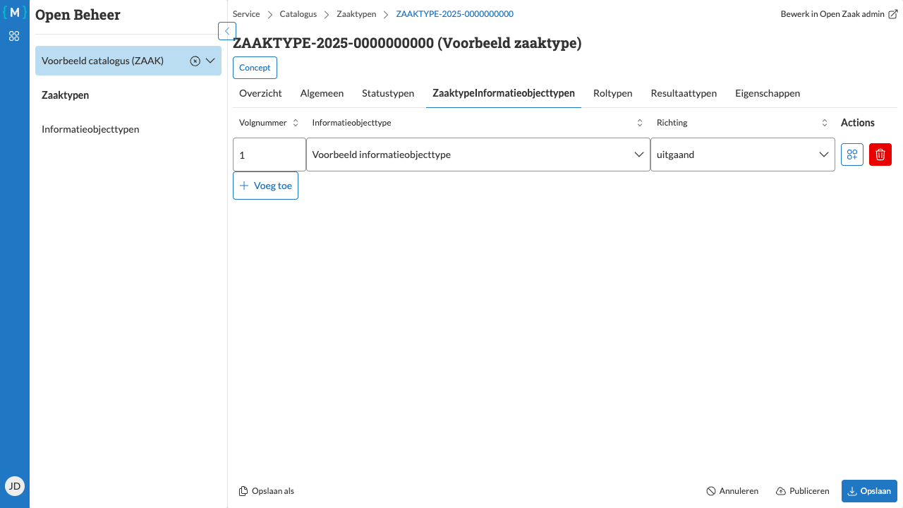 Zaaktypeinformatieobjecttypen bewerken